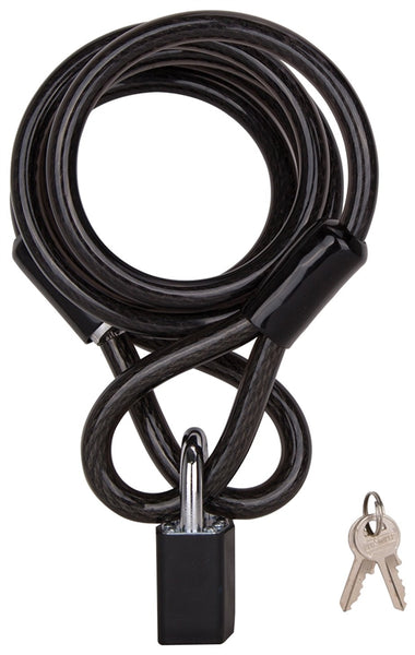 ProSource HD-HLL305LP-3L Cable Lock, Standard Shackle, 11/32 in Dia Shackle, 1-3/8 in H Shackle, Steel Shackle, Black