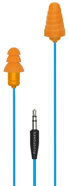 Plugfones Guardian PG-UO Earphones, 23/26 dB SPL, Light Blue/Orange