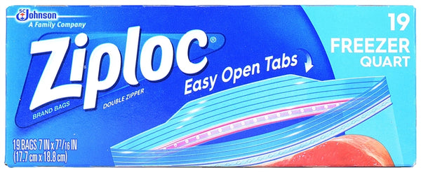 Ziploc 00388 Freezer Bag, 1 qt Capacity
