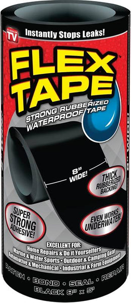 FLEX TAPE TFSBLKR0805 Waterproof Tape, 5 ft L, 8 in W, Rubber Backing