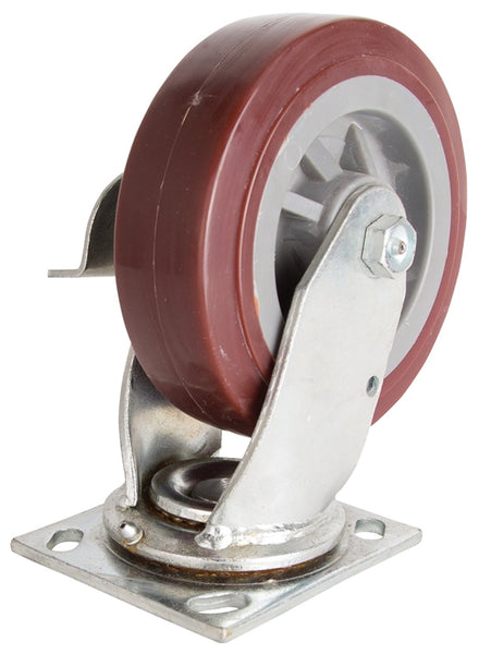 ProSource JC-P06 Swivel Caster, 6 in Dia Wheel, 2 in W Wheel, PU Wheel, Gray, 500 lb, Steel Housing Material