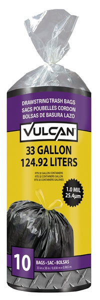 Vulcan FG-O3812-02 Trash Bag, 33 gal Capacity, Black