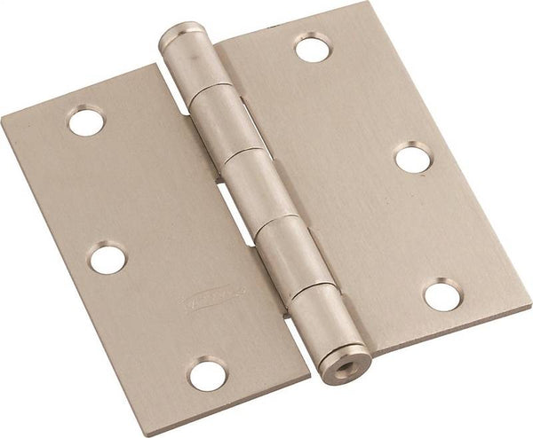 National Hardware N830-250 Door Hinge, Steel, Satin Nickel, Non-Rising, Removable Pin, Full-Mortise Mounting, 50 lb