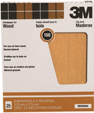 3M 88595 Sandpaper Sheet, 11 in L, 9 in W, Fine, 150 Grit, Garnet Abrasive, Paper Backing