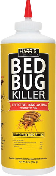 HARRIS HDE-8 Bed Bug Killer, Powder, Spray Application, 8 oz Bottle
