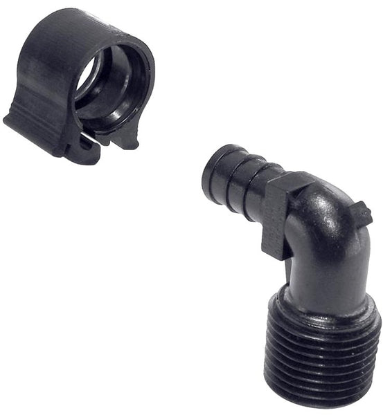 Flair-It PEXLOCK 30803 Pipe Elbow, 1/2 in, MPT, 90 deg Angle, Black, 100 psi Pressure