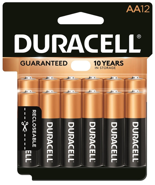 DURACELL COPPERTOP MN1500 MN15RT12Z Battery, 1.5 V Battery, AA Battery, Alkaline, Manganese Dioxide