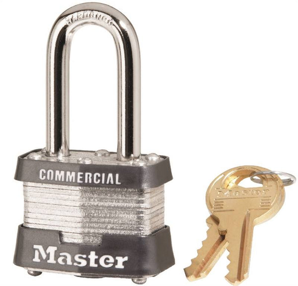 Master Lock 3KALF3210 Padlock, Keyed Alike Key, Open Shackle, 9/32 in Dia Shackle, 1-1/2 in H Shackle, Steel Shackle