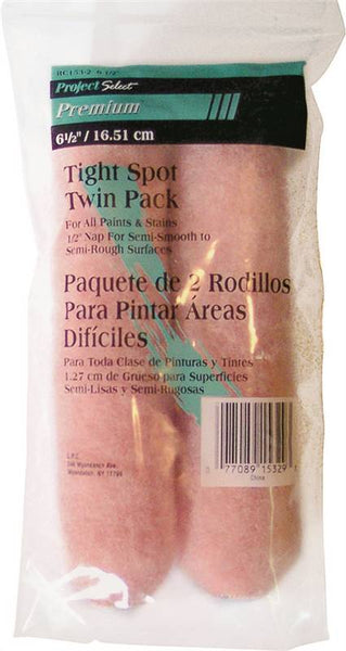 Linzer RC153-2 Paint Roller Cover, 3/8 in Thick Nap, 6-1/2 in L, Polyester Cover, Pink