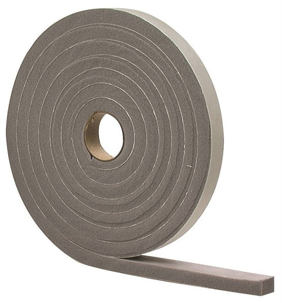 M-D 02238 Foam Tape, 1/4 in W, 17 ft L, 1/8 in Thick, PVC, Gray