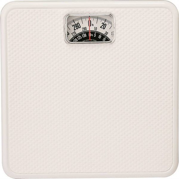 Taylor 20005014T Bathroom Scale, 300 lb Capacity, Analog Display, White, 10-3/4 in OAW, 10.3 in OAD, 1.8 in OAH