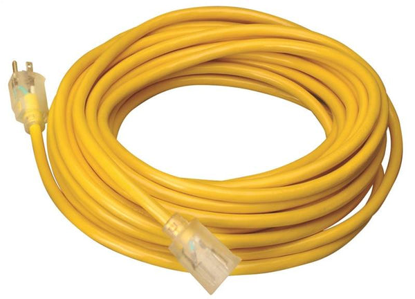 CCI 025878802 Extension Cord, 12 AWG Cable, 25 ft L, 15 A, 125 V, Yellow