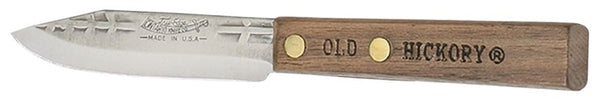 OLD HICKORY 753-31/4 Paring Knife, Carbon Steel Blade, Hardwood Handle, Brown Handle, Flat Bevel Blade