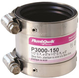 FERNCO P3000-150 Transition Coupling, 1-1/2 in, PVC, SCH 40 Schedule, 4.3 psi Pressure