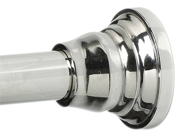 Zenithen 661ALSS Tension Straight Shower Rod, 72 in OAL, 1 in Dia, Aluminum, Chrome