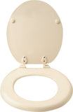 ProSource T-17WM-B-3L Toilet Seat, Round, MDF Molded Fiberboard, Bone, Plastic Hinge