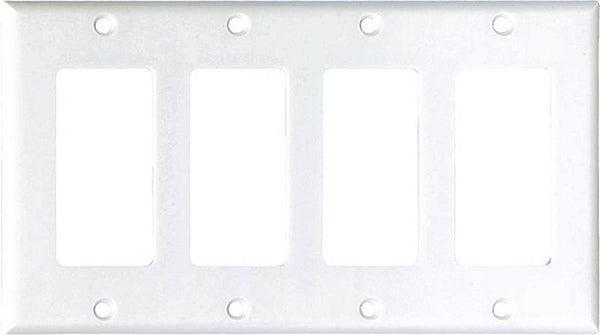 Eaton Cooper Wiring 2164W-BOX Wallplate, 4-1/2 in L, 8.19 in W, 4 -Gang, Thermoset, White, High-Gloss