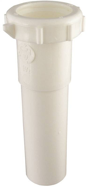 Plumb Pak PP20552 Pipe Extension Tube, 1-1/2 in, 6 in L, Slip-Joint, PVC, White