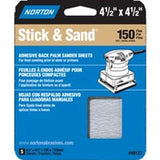 NORTON 07660749127 Sanding Sheet, 4-1/2 in L, 4-1/2 in W, Fine, 150 Grit