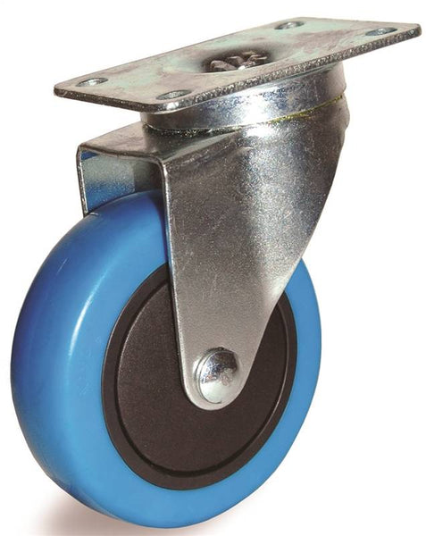 DH CASTERS C-LM35P1BMS Swivel Caster, 3-1/2 in Dia Wheel, 1-1/4 in W Wheel, Thermoplastic Rubber Wheel, Blue, 220 lb