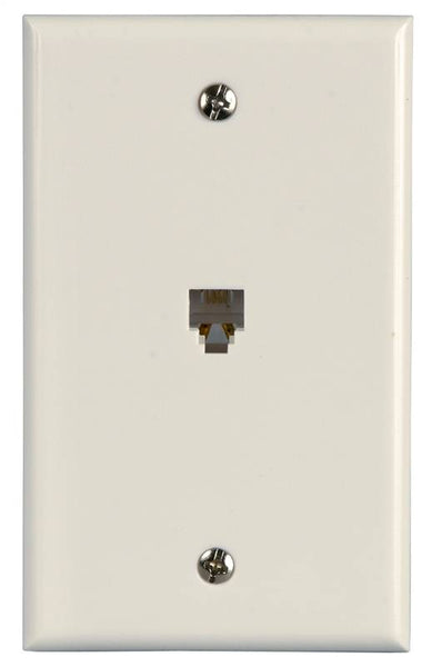 Zenith TW1001SW Telephone Wallplate, 4-1/2 in L, 2-3/4 in W, 1 -Gang, White