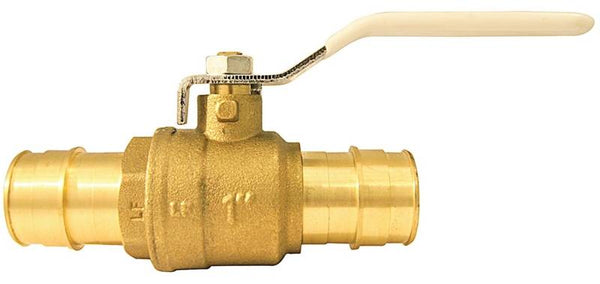 Apollo Valves EPXV1 Ball Valve, 1 in Connection, Barb, 200 psi Pressure, Quarter-Turn Actuator, Brass Body