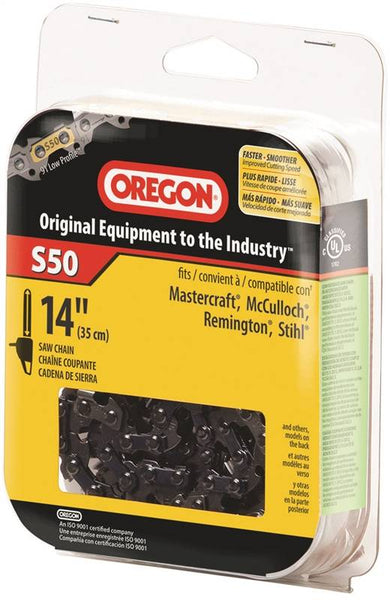 Oregon S50 Chainsaw Chain, 14 in L Bar, 3/8 in TPI/Pitch, 50-Link