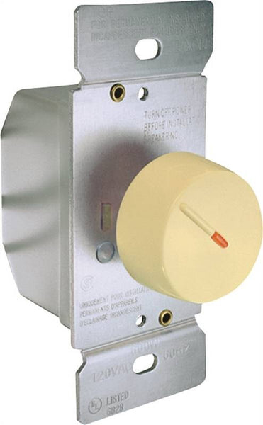 Eaton Wiring Devices RI306PL-V-K Rotary Dimmer, 120 V, 600 W, Incandescent Lamp, 3-Way, Ivory