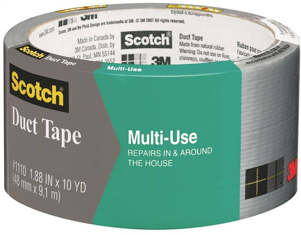 Scotch 2910-C Duct Tape, 10 yd L, 1.88 in W, Gray