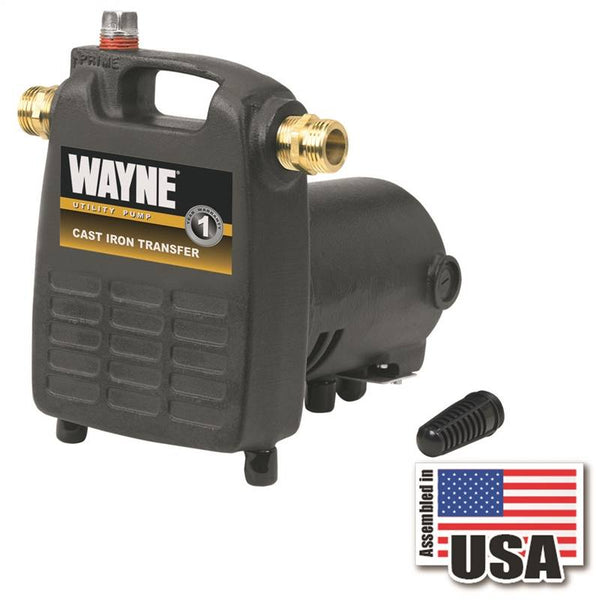 WAYNE PC4 Non-Submersible Self-Priming Utility Pump, 1-Phase, 8 A, 120 V, 0.5 hp, 3/4 in Outlet, 1600 gph, Iron