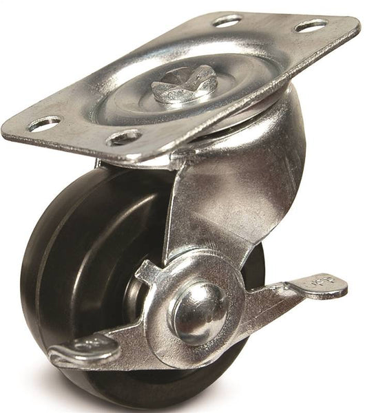 DH CASTERS C-GD20RSB Swivel Caster, 2 in Dia Wheel, 15/16 in W Wheel, Rubber Wheel, 90 lb