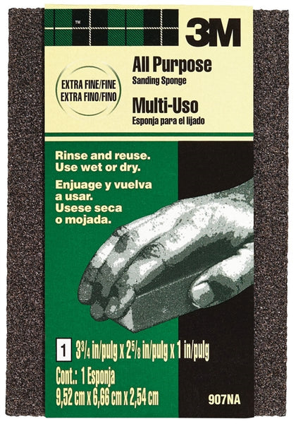 3M SandBlaster 907NA Sanding Sponge, 3-3/4 in L, 2-5/8 in W, Extra Fine, Fine