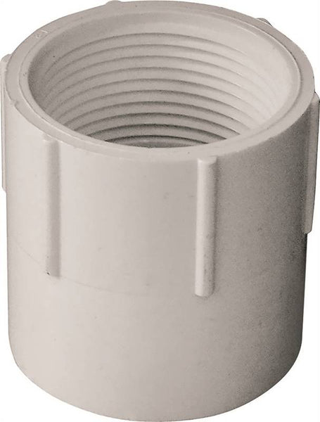 LASCO 435012BC Pipe Adapter, 1-1/4 in, Slip x FPT, PVC, White, SCH 40 Schedule, 370 psi Pressure