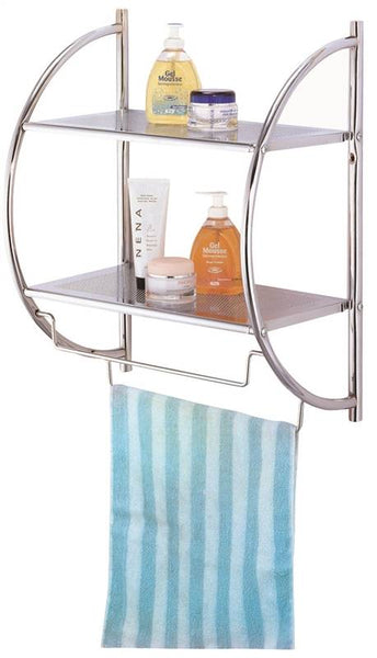 Simple Spaces Y19-CH Bathroom Rack, 8.8 lb Each Shelf, 8.8 lb Each Towel Rack Max Weight Capacity, 1-Shelf, Metal