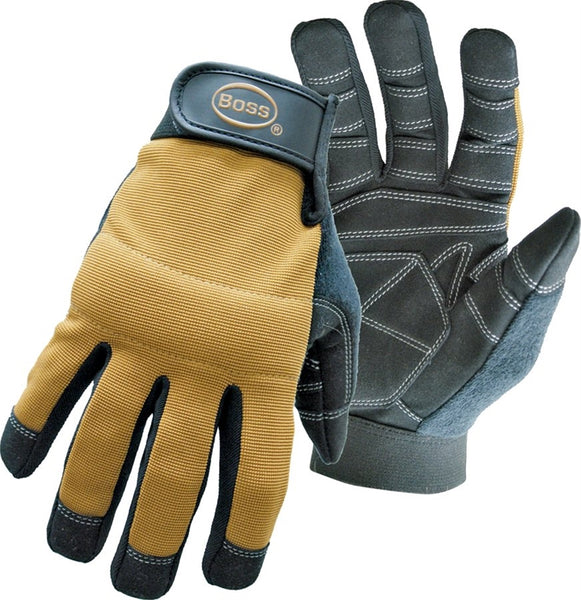 BOSS 5206M Multi-Purpose, Utility Mechanic's Gloves, M, Sweat Wipe Thumb, Hook-and-Loop Cuff