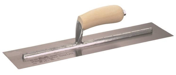 Marshalltown MXS66 Finishing Trowel, 16 in L Blade, 4 in W Blade, Spring Steel Blade, Square End, Curved Handle