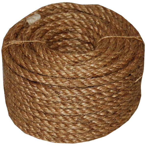 T.W. Evans Cordage 26-003 Rope, 1/2 in Dia, 50 ft L, 360 lb Working Load, Manila, Natural