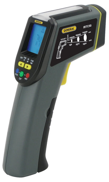 GENERAL IRTC50 Infrared Thermometer with Tricolor Light Panel, -40 to 428 deg F, 0.1 deg Resolution, LCD Display