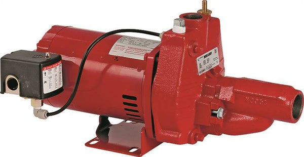 Red Lion 602137 Jet Pump with Injector, 17.6 A, 115/230 V, 0.75 hp, 1-1/4 in Suction, 1 in Discharge Connection, Iron