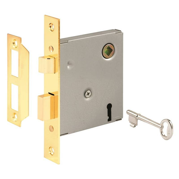 Defender Security E 2294 Lockset, Keyed, Skeleton Key, Steel, Polished Brass, 2-3/8 in Backset