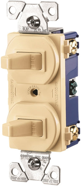 Eaton Wiring Devices 275V-BOX Combination Toggle Switch, 15 A, 120/277 V, Screw Terminal, Steel Housing Material