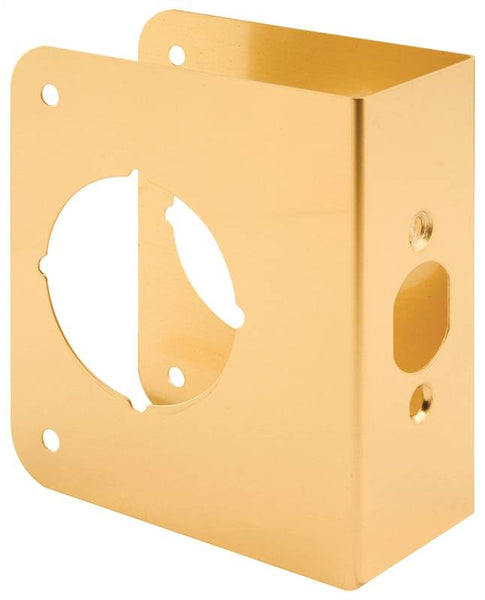 Prime-Line U 9556 Lock and Door Reinforcer, 2-3/8 in Backset, 1-3/4 in Thick Door, Brass, Brass, 4-1/2 in H, 3-7/8 in W