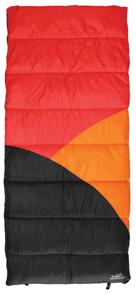 Texsport 15239 Sleeping Bag, 75 in L, 33 in W, Polyester, Black/Gray/Orange/Red