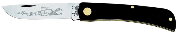 CASE 00095 Folding Pocket Knife, 2.8 in L Blade, Stainless Steel Blade, 1-Blade, Black Handle