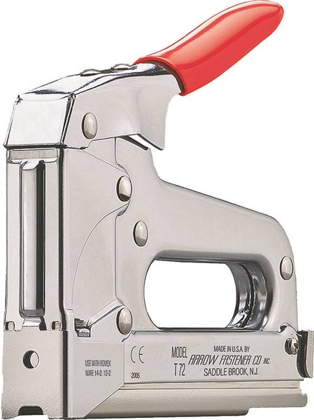 Arrow T72 Insulated Fastener Wire Tacker, 31/64 to 11/32 in W Crown, 13/64 to 11/32 in L Leg, Steel Staple, White