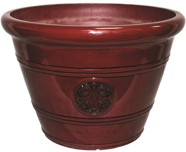Southern Patio HDP-012498 Modesto Planter, 15-1/4 in W, 15-1/4 in D, Vinyl, Oxblood