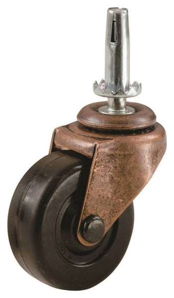 Shepherd Hardware 9347 Swivel Caster, 1-5/8 in Dia Wheel, Rubber Wheel, Black, 70 lb