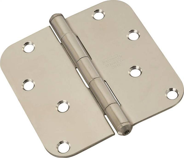 National Hardware N830-270 Door Hinge, Stainless Steel, Zinc, Non-Rising, Removable Pin, Full-Mortise Mounting, 55 lb