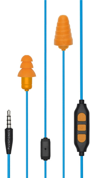 Plugfones Guardian Plus PGP-UO Earphones, 23/26 dB SPL, Light Blue/Orange