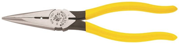 KLEIN TOOLS D203-8N Nose Plier, 8-7/16 in OAL, 1-1/4 in Jaw Opening, Yellow Handle, Dipped Handle, 1 in W Jaw